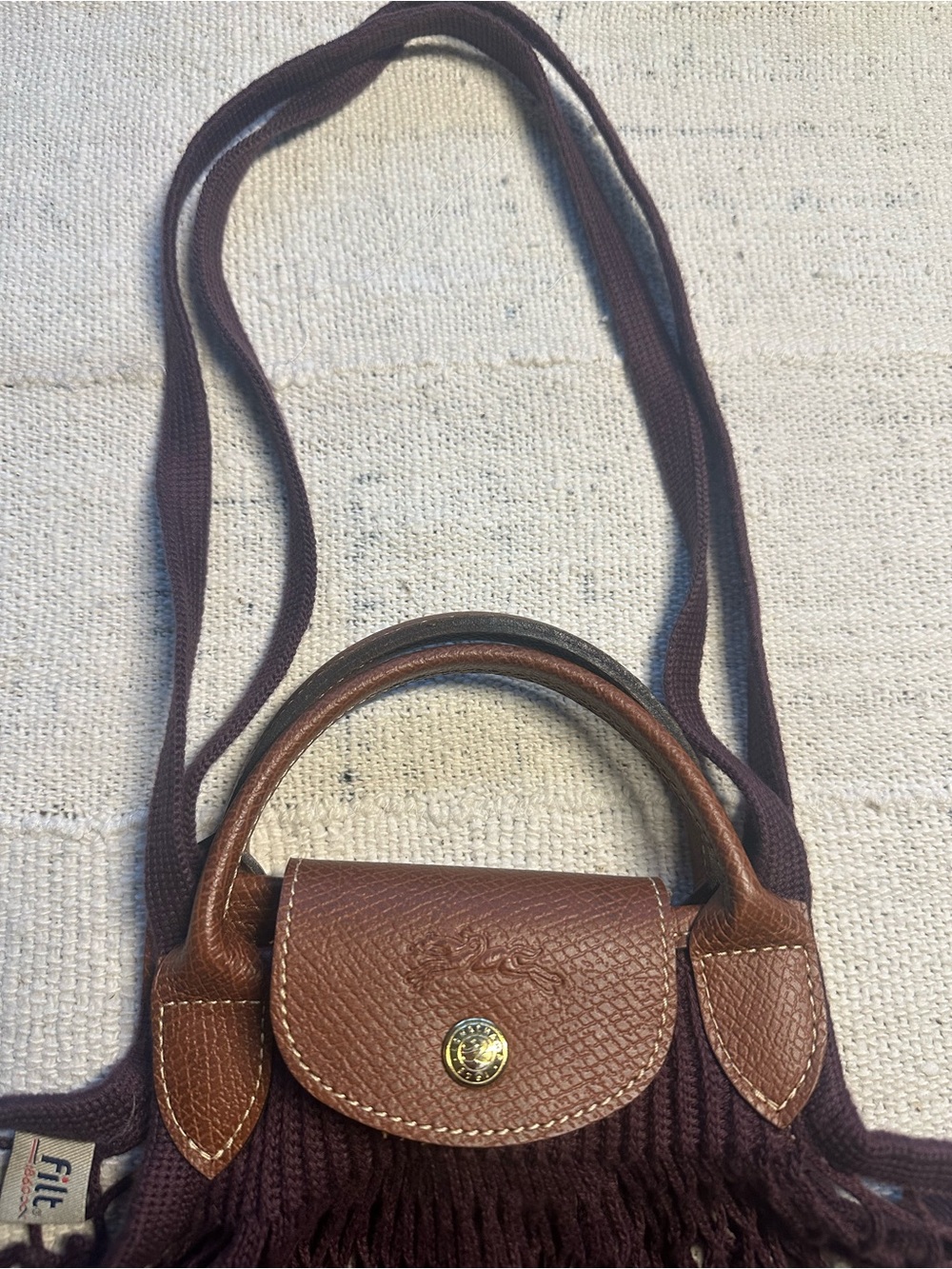Longchamp Filt 1860 Mesh Net Tote with Leather Trim - Picture 3 of 8